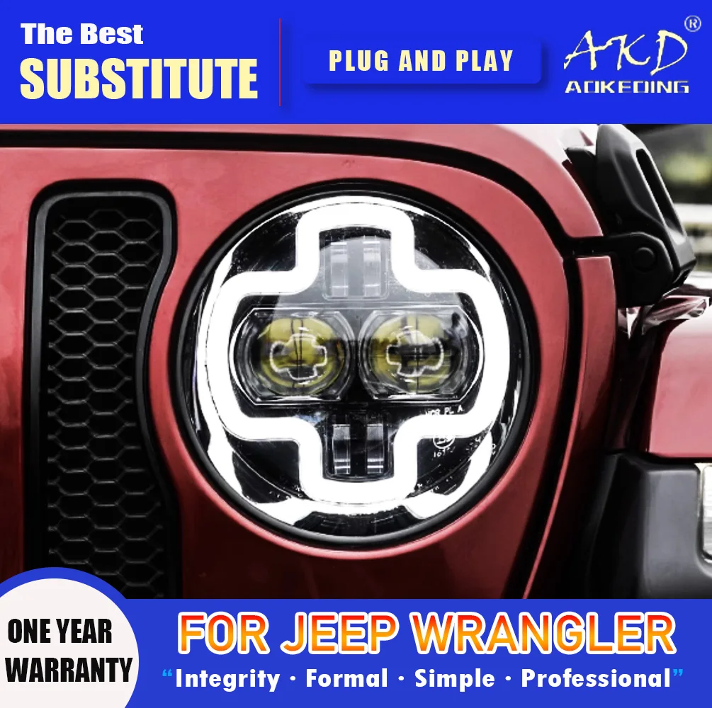 

AKD Head Lamp for Jeep Wrangler LED Headlight 2018-2023 Headlights Wrangler DRL Turn Signal High Beam Angel Eye Projector Lens