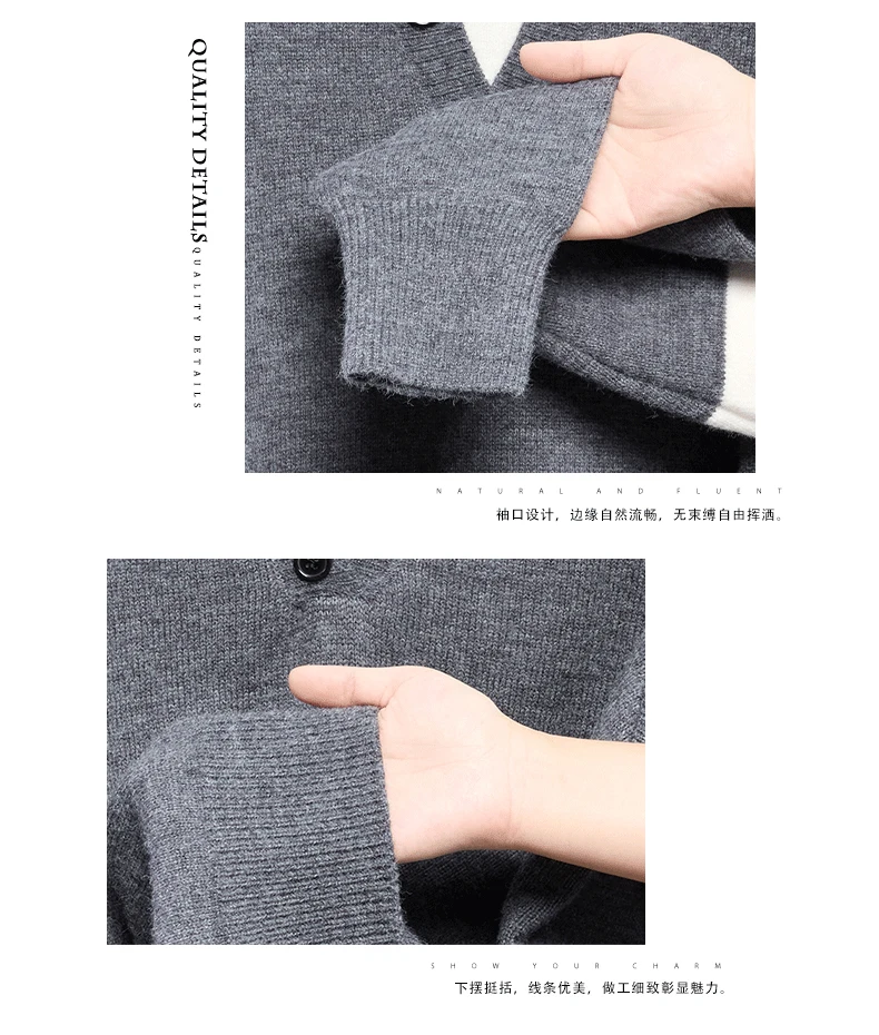 Designer Original Herbst Herren Langarm-Pullover Gestricktes Hemd Klassischer V-Ausschnitt Stickerei Täglicher Old Money Style Herrenpullover – Detail 5