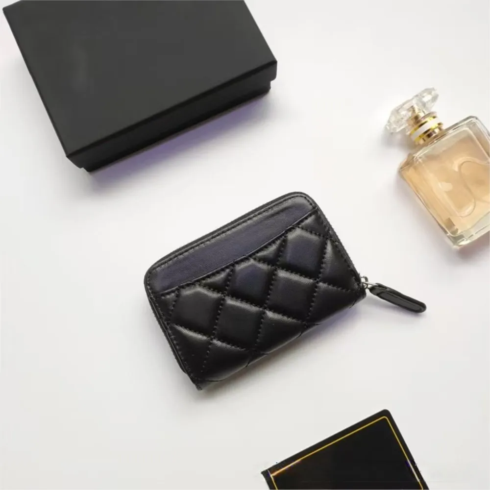 Classic Caviar For Women\'s Card Case Cowhide Rhombus Black Purse Fashion Luxury Brand Designer Wallet Trendy Card Holder Credit