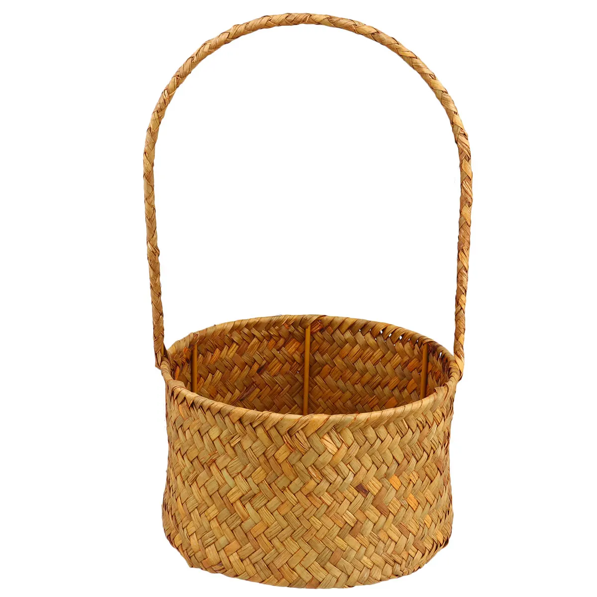 

Seagrass Woven Basket Straw Storage Container Floral Planter H Room Bedroom Office Knitted Succulent
