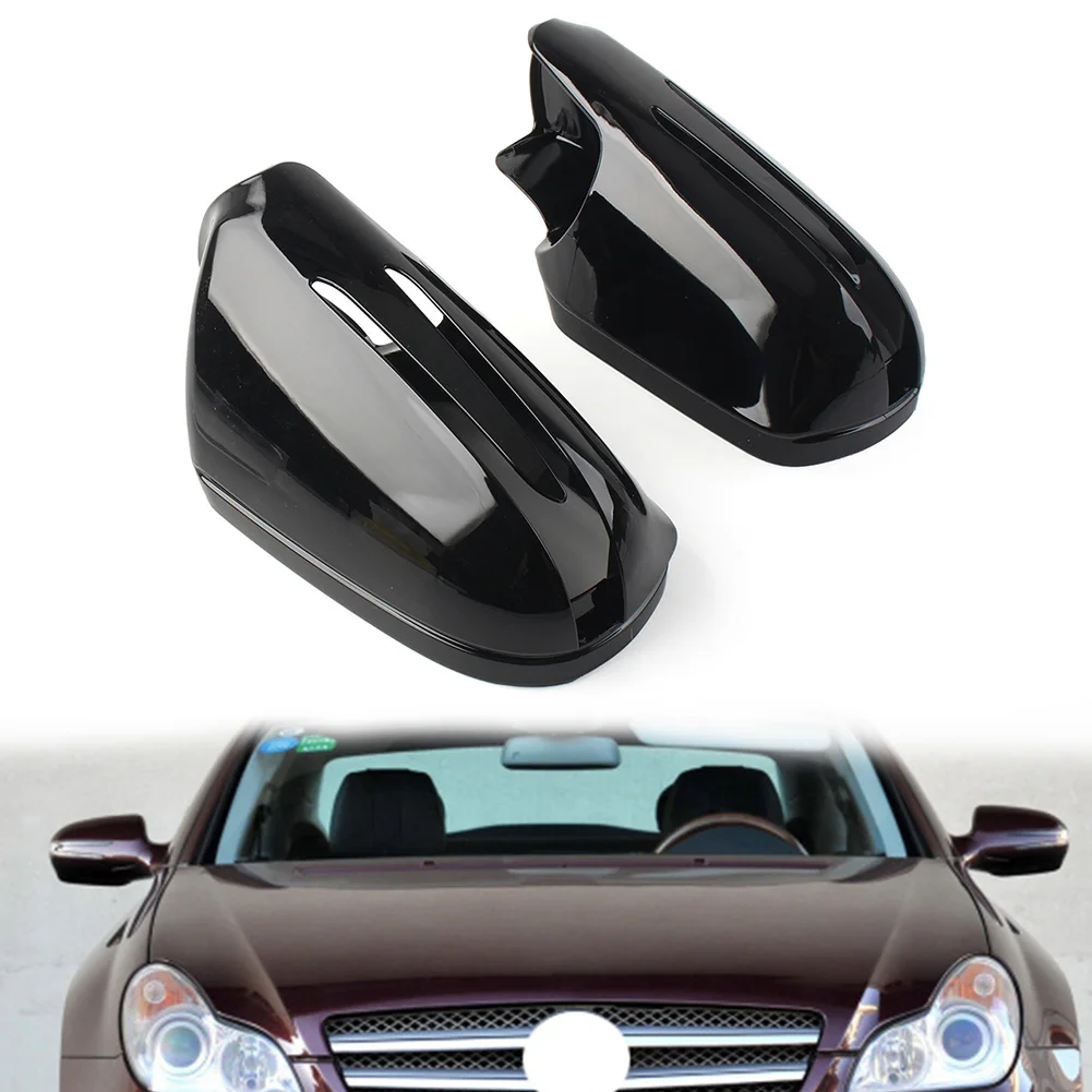 1 Pair Glossy Black Car Rear View Mirror Cover For Mercedes Benz E-Coupe CLS CLC SL SLK Class