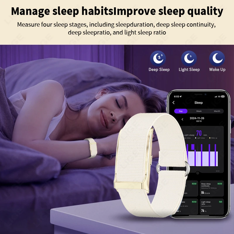 ساعة LIGE الذكية للرجال وسائط رياضية متعددة ومتتبع اللياقة البدنية الصحي بدون شاشة سوار معصم ذكي يمكن ارتداؤه 1ATM مقاوم للماء #4