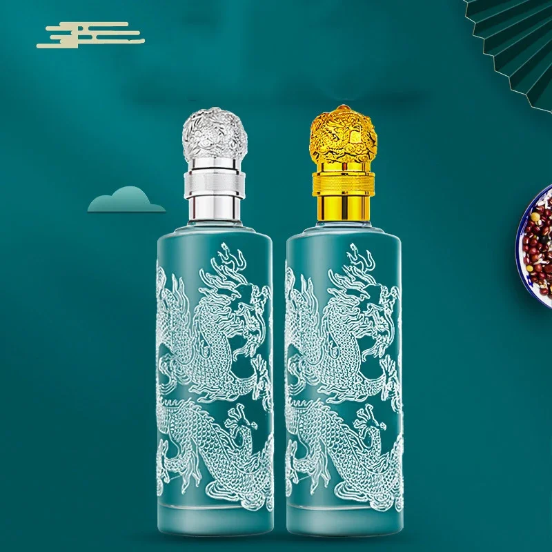 500ML Chinese Zodiac dragon engraved designs whiskey decanter Alcohol Bottle for Liquor Scotch Bourbon barware Decorations