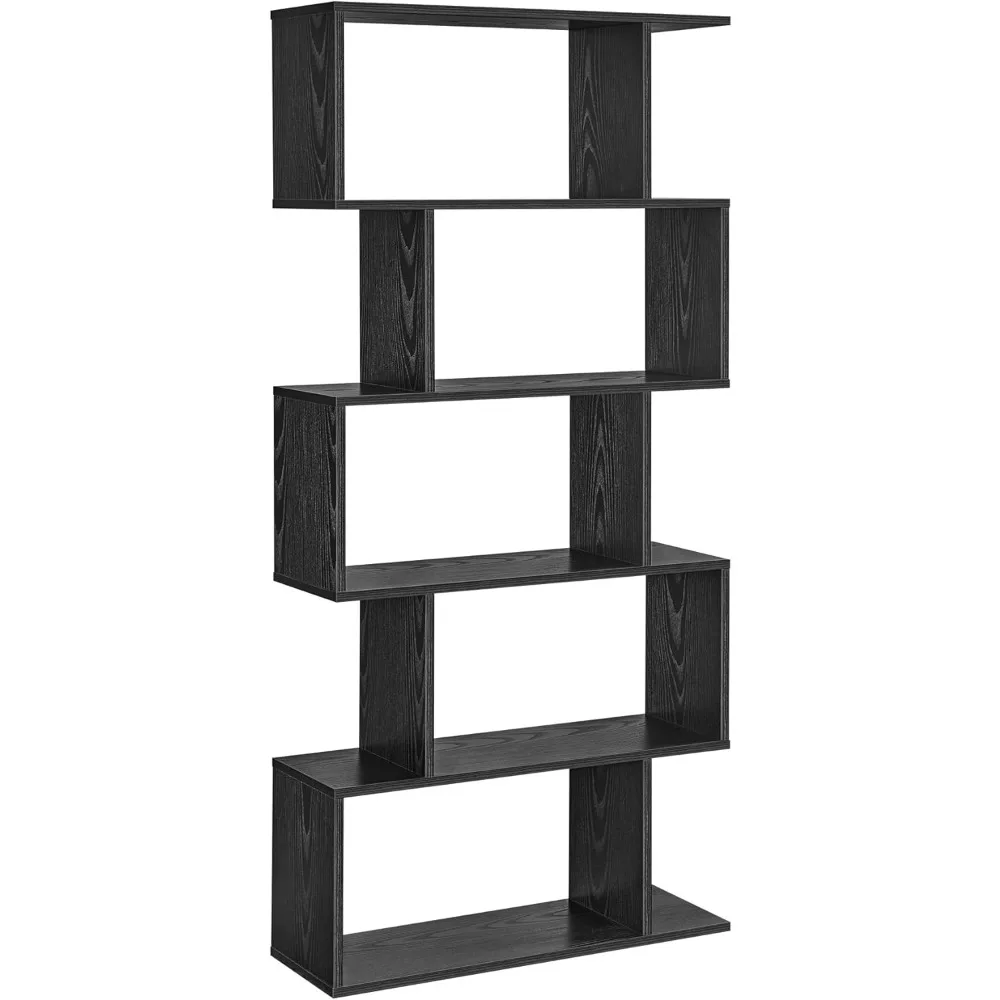 Freestanding Storage Shelf Bookcase Room Divider Study Ebony Black for Home Office Bedroom Tall Display Shelf Bookshelf Book