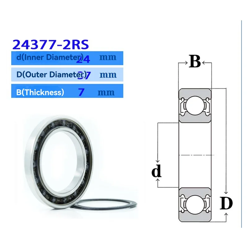 

ABVH-2 PCS Hybrid Bearing 24X 37X 7Mm Bicycle Hub Dual 24377RS Si3n4 Ball Bearings 24377-2RS MR24377 H7 2RS