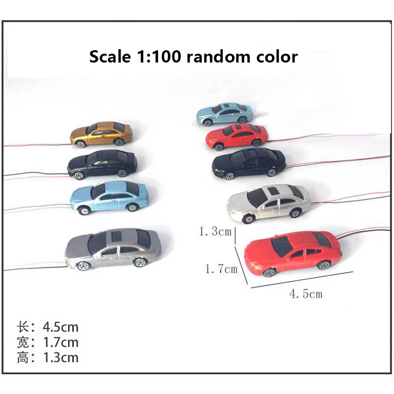 5Pcs Miniature Luminous Car Model Scale 1:75-1:200 For Building Sand Table HO Train Railway Scene Materials Diorama Kits