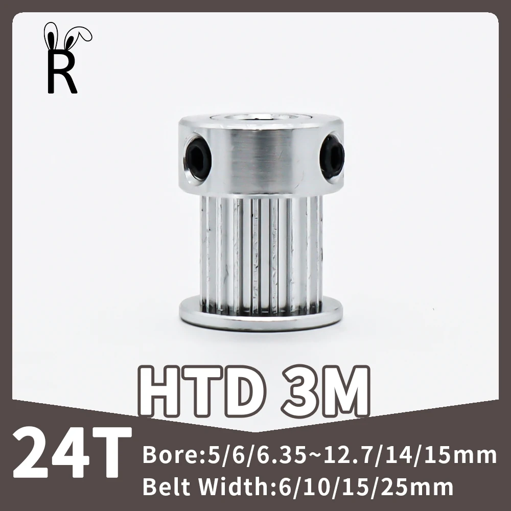 24 Tooth HTD 3M Synchronous Wheels Bore 5/6/7~12.7/14/15mm Belt Pulley 24T Teeth Width 6/10/15/25mm 3M Timing Pulley Pulley Gear