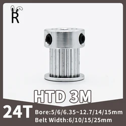 HTD 동기 휠 보어 벨트 풀리, 24 T 톱니, 3M 타이밍 풀리 기어, 5mm, 6/7 ~ 12.7mm, 14mm, 15mm, 24 T 톱니 폭, 6mm, 10mm, 15mm, 25mm