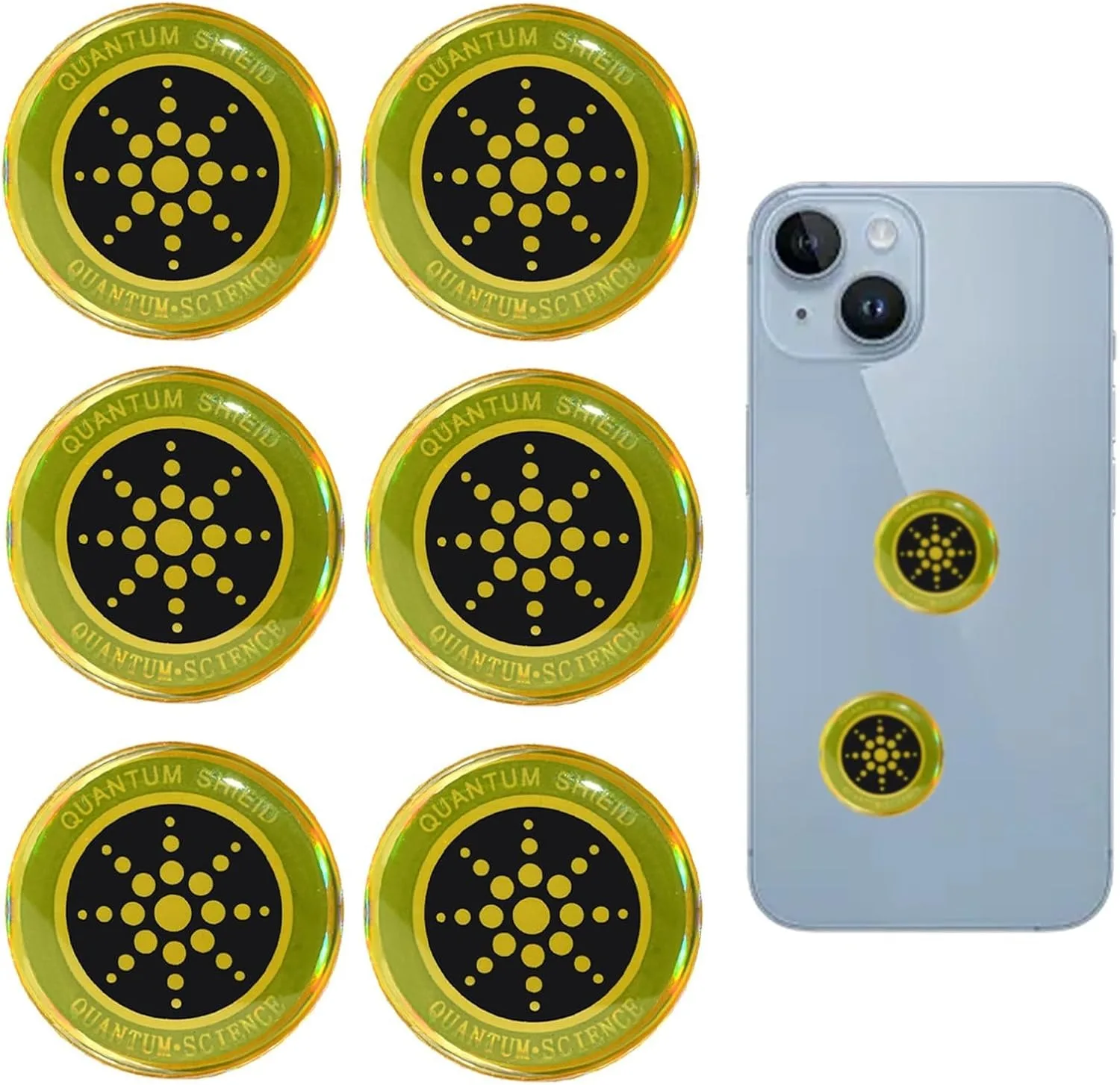 

6PCS Gold Quantum EMF Blocker Stickers, Anti-Radiation EMF Neutralizer Patches for Cell Phone Laptop WiFi 5G Electronic Devices
