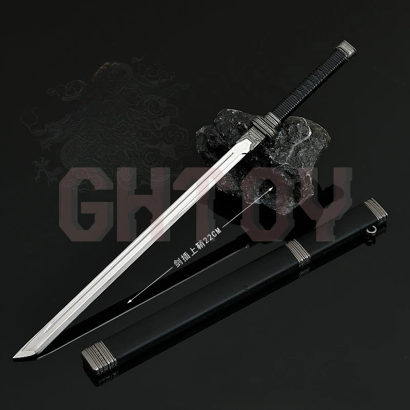 ดาบเหล็กตกแต่งรูปแบบอาวุธอนิเมะ Slay The Gods ขนาด 22 ซม./8.66 นิ้ว งานฝีมือโลหะ ของตกแต่ง Zhao Kongcheng Star Knife พร้อมปลอกดาบ
