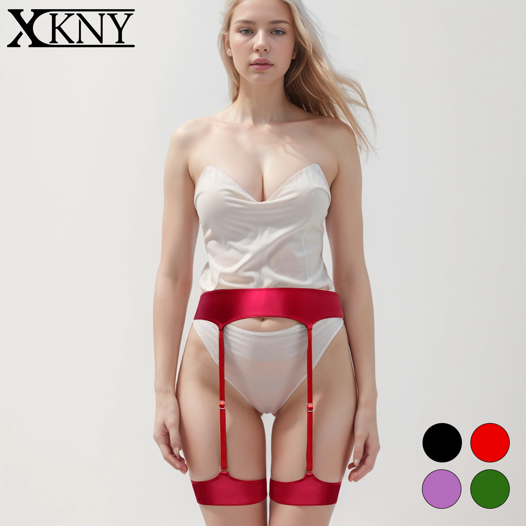 Xckny Satin glänzenden Gürtel sexy enge Öl Seide klassischen Stil Strumpfband Gürtel Schlinge sexy Socken Hosenträger Körper gebundene Unterwäsche