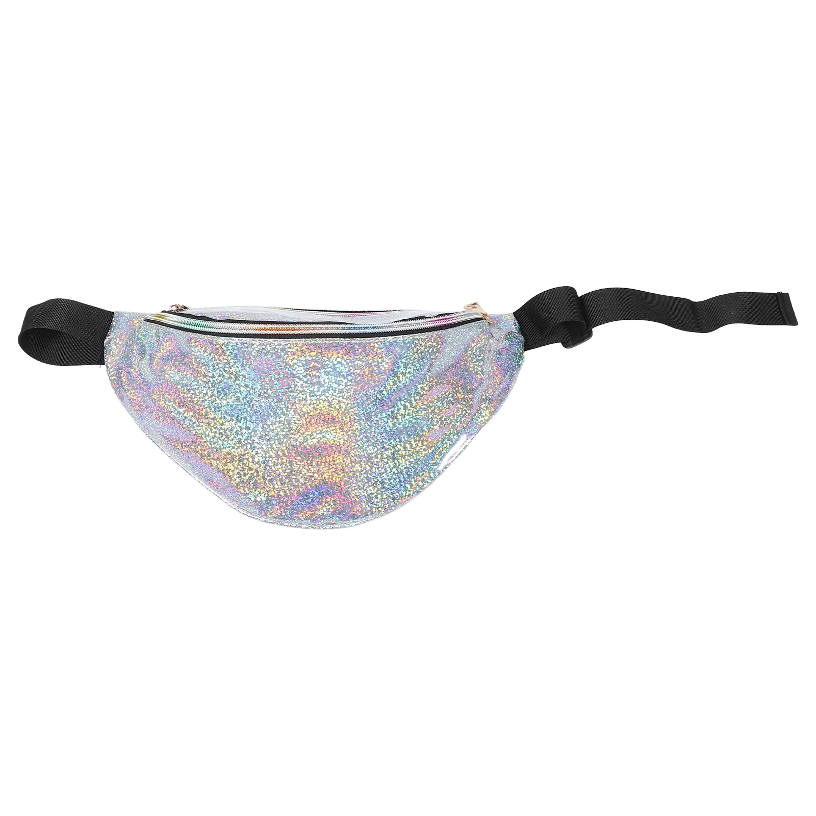 

1PC Sports Waist Bag Women Elastic Portable Crossbody Travel Fanny Pack Adjustable 0601 Silver PU Outdoor Hiking Beach