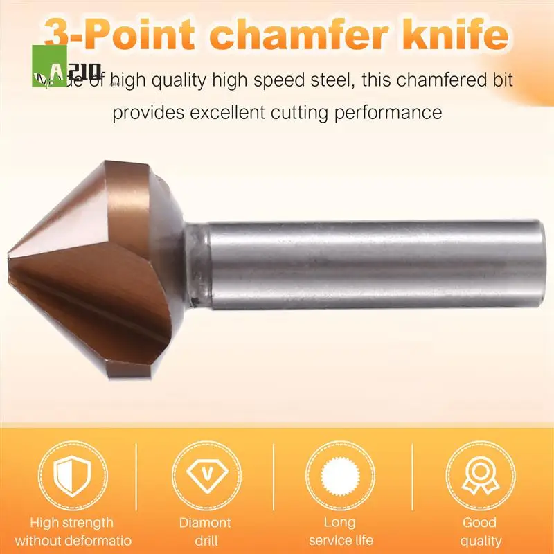 

A21Q -Countersunk Drill Bit 3-Flutes 90-Degrees Chamfering Cutter Steel Carbide Single Edge Reaming Drill 30Mm