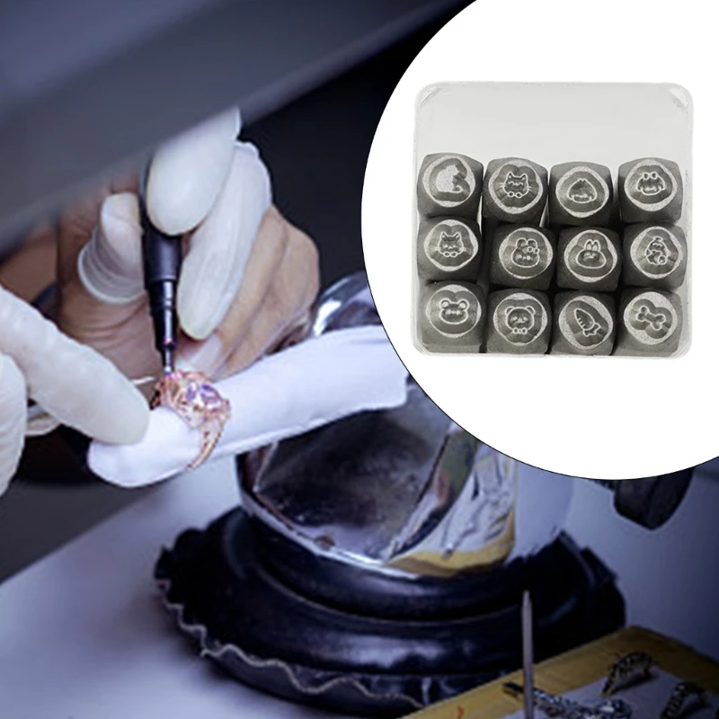 حزمة من 12 مجوهرات تفصل الأزاميل مجموعة أدوات ختم المعادن