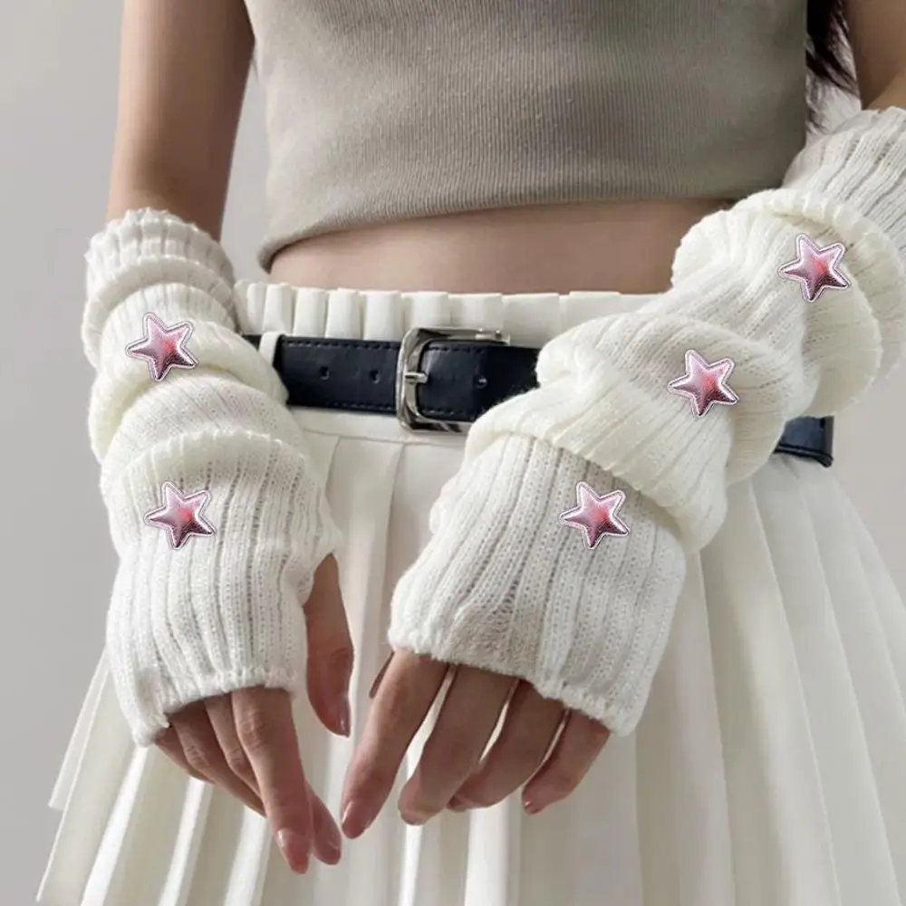

Y2K милые вязаные грелки для рук с длинными рукавами и украшением в виде звезды перчатки без пальцев Harajuku для девочек панк готические аксессуары варежки