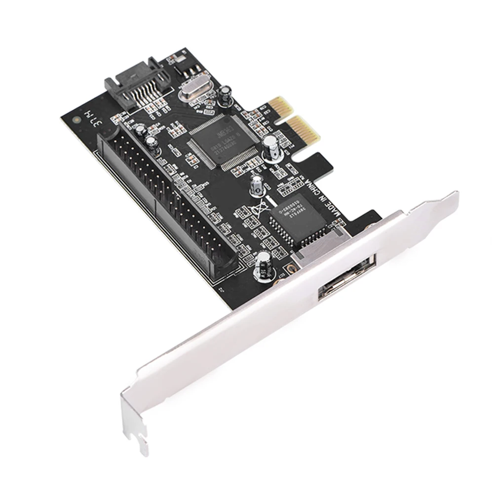 

Профессиональная карта адаптера PCI-E PCI Express с высокой совместимостью к IDE ATA133 + SATA II + ESATA Raid JMB363 Контроллер PCI-E IDE