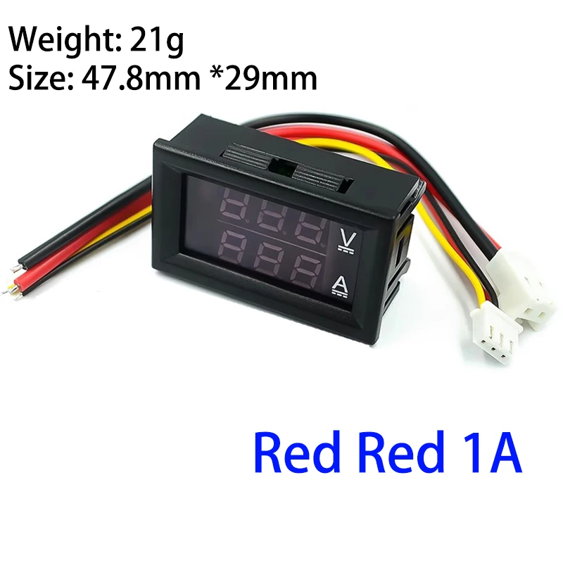 DC0-100V 1A 10A 50A 100A Voltmeter Ammeter Red Blue LED Amp Dual Digital Volt Meter Gauge 0.56'' LED Display 50A 100A Diverter
