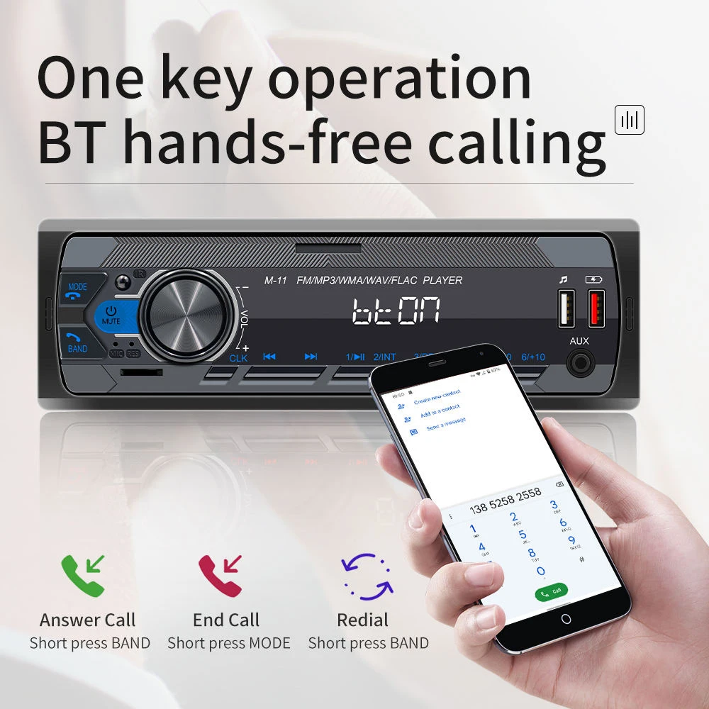 

Автомагнитола 1 DIN универсальная 12В Bluetooth стерео MP3 плеер с AUX FM USB BT поддержкой голосового помощника, однодиновая автомагнитола
