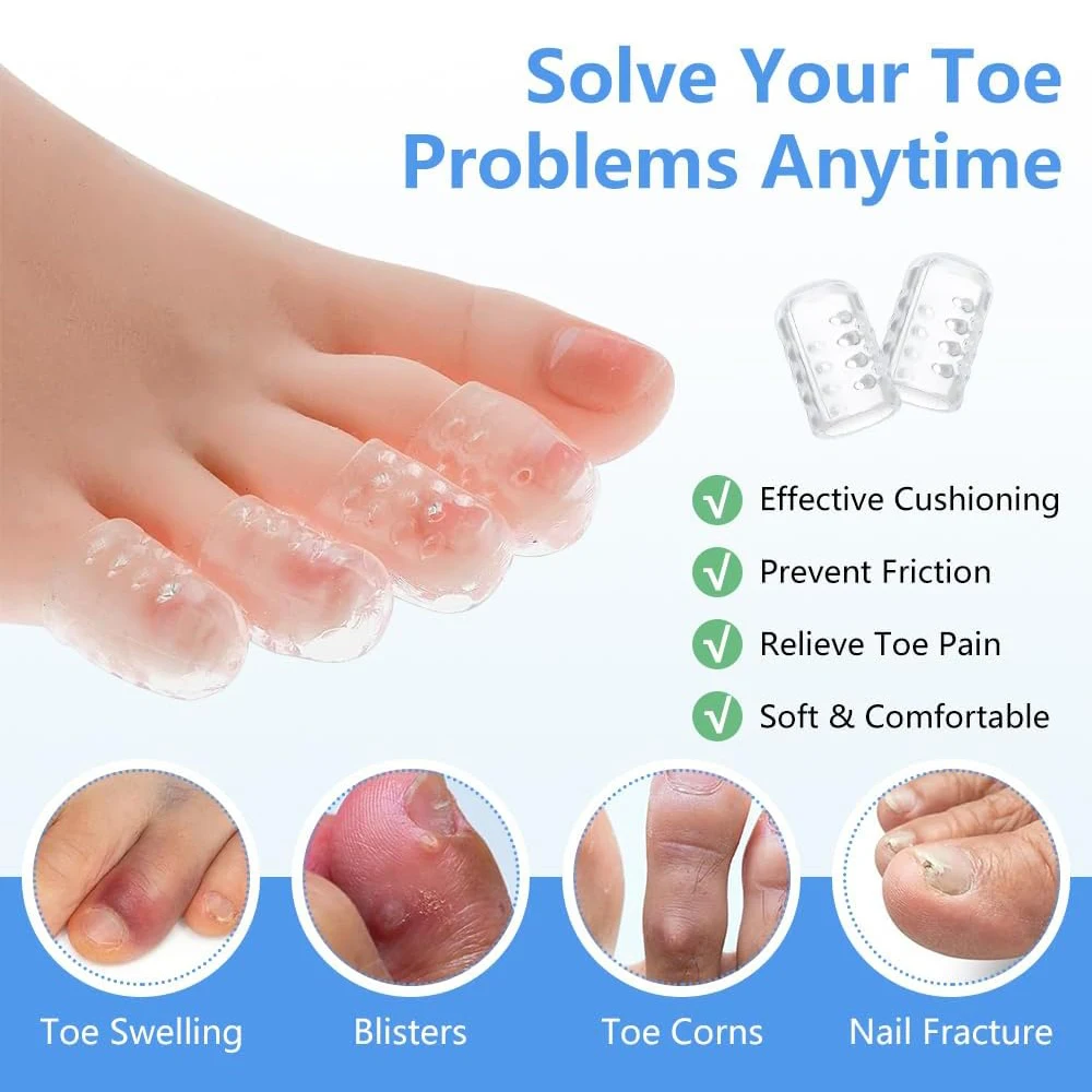 Silicone toe cobre toe caps anti-fricção respirável protetor de dedo do pé evita bolhas toe caps capa protetores cuidados com os pés