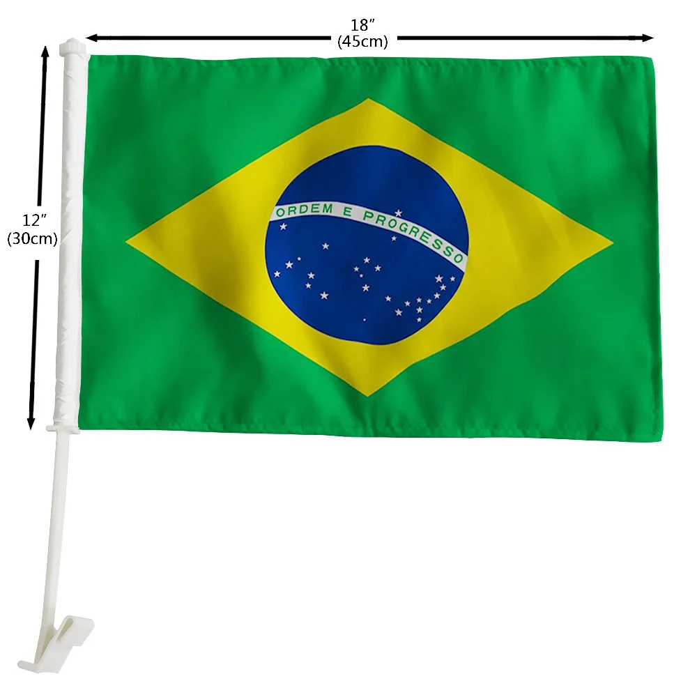 Directly Delivery 100% Polyester Brazil Brazilian Car Flags