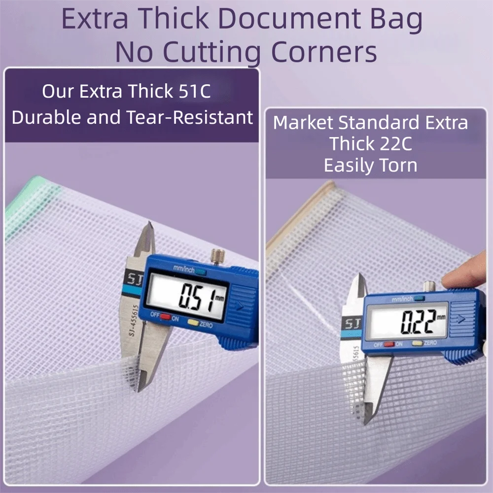 Practical A4 Size Mesh Zipper Bags Clear Macaron Color Plastic File Organizer Grid Waterproof File Pouch School