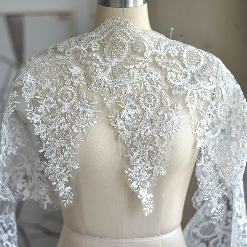 

New Classic Embroidered Lace Stickers Fabric Handmade DIY Wedding Dress Clothing Headwear Curtains Home Fabric Accessories