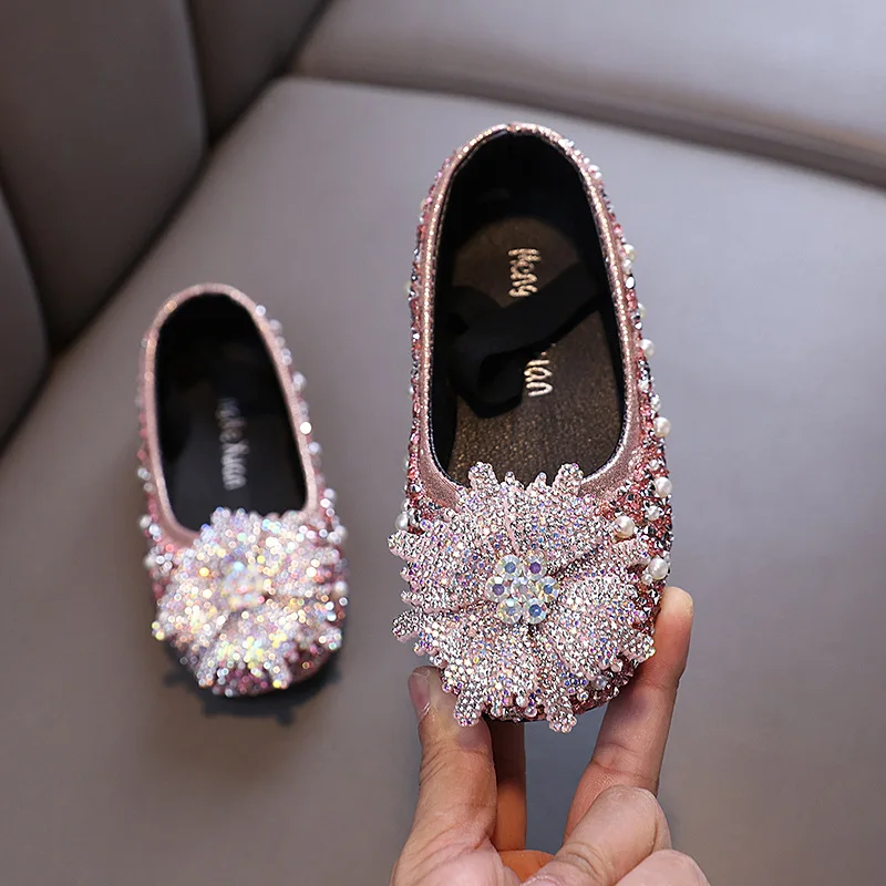 

Fashion Designer Princess Flats Shoes Rhinestones Summer Girls Dance Shoe Performance Shoes