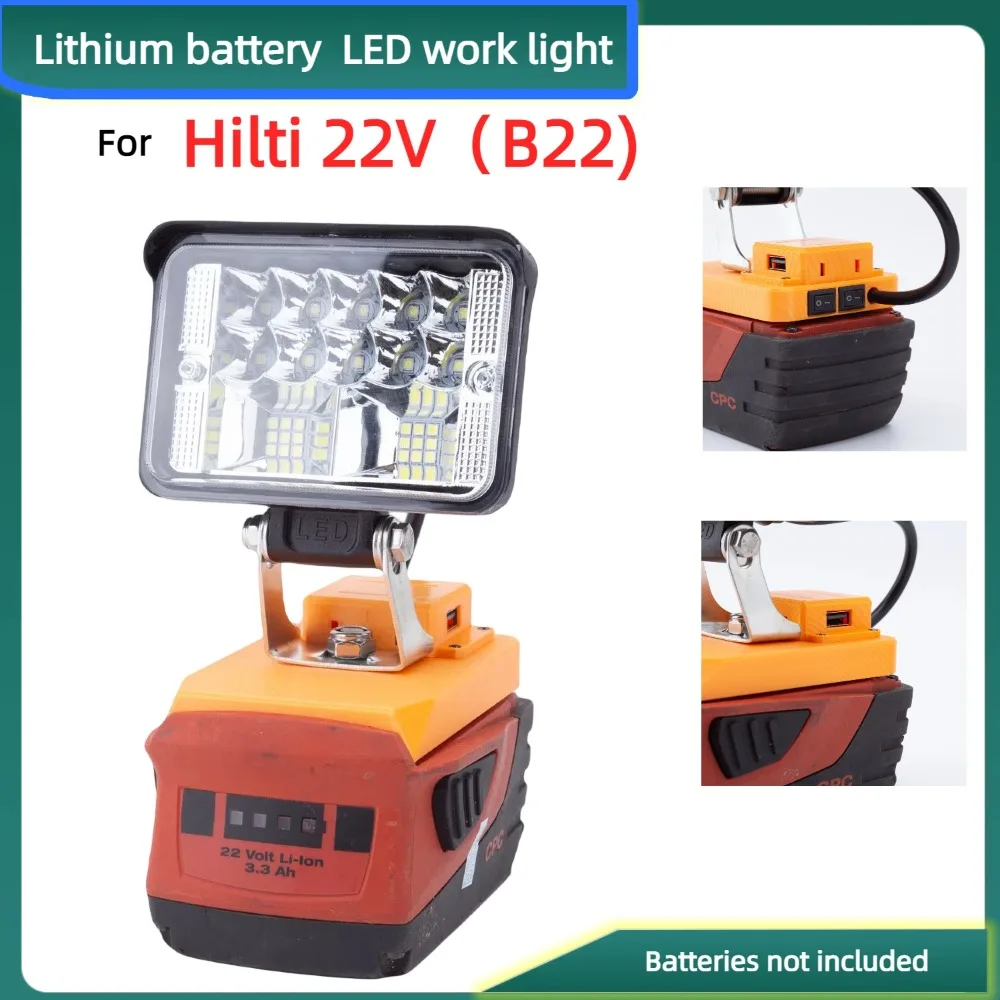 luz de trabalho led com bateria de litio para luz externa portatil alimentada por bateria hilti 22v b222 com usb excluindo bateria 01