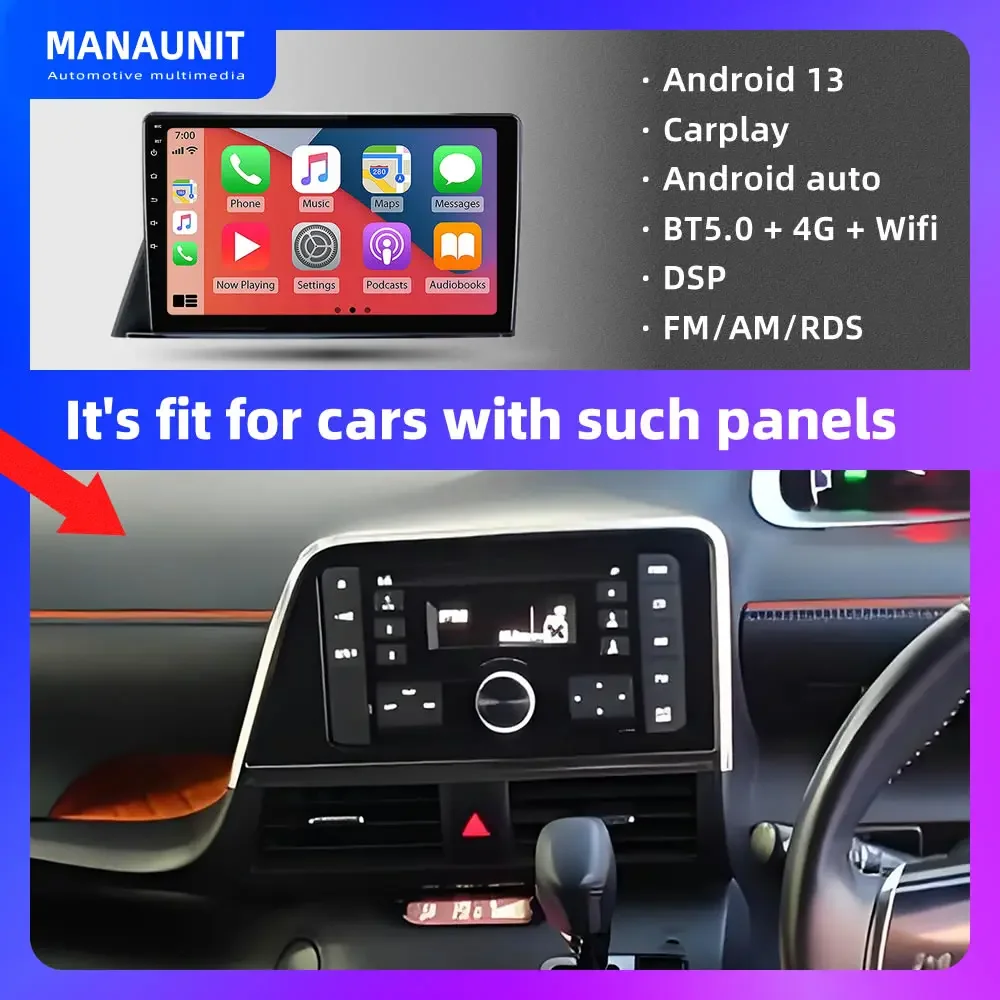 For Toyota RHD Sienta 2016-2019 Car Multimedia Player,Carplay,Android Auto,Radio,Navigation,GPS,Stereo,Head Unit,DVD,BY5,4G,ADAS