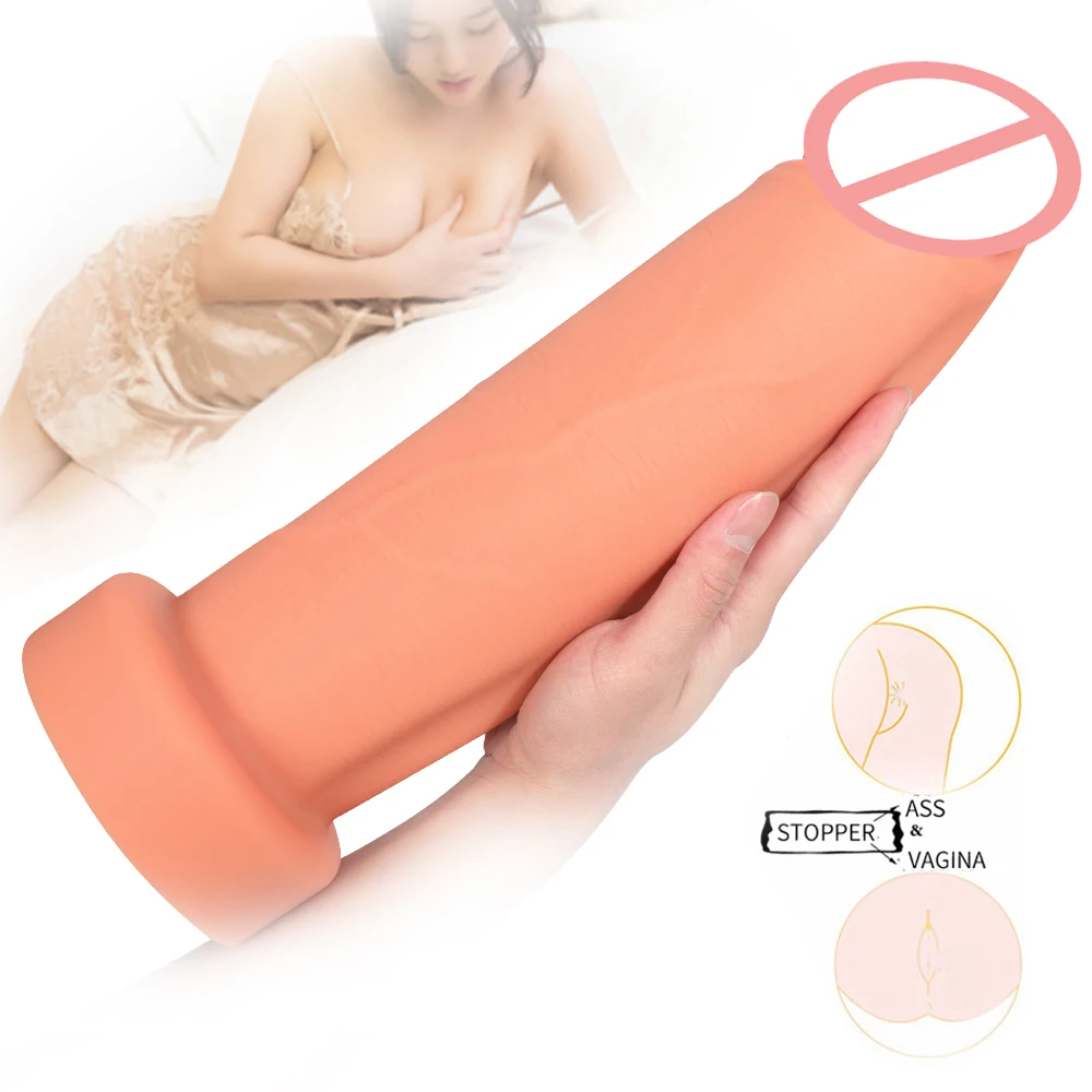 Liquid Silicone Strong Suction Cup Wider and Thicker Realistic XXL Dildo Fleshy And Robust Pseudopenis Adult Sex Toys For Women