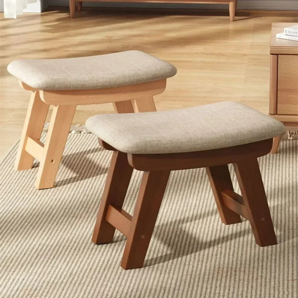 Nordic  Solid Wood Small Square Stool Living Room Cloth Art Sofa Stool Low  Wooden Foot Stool Door