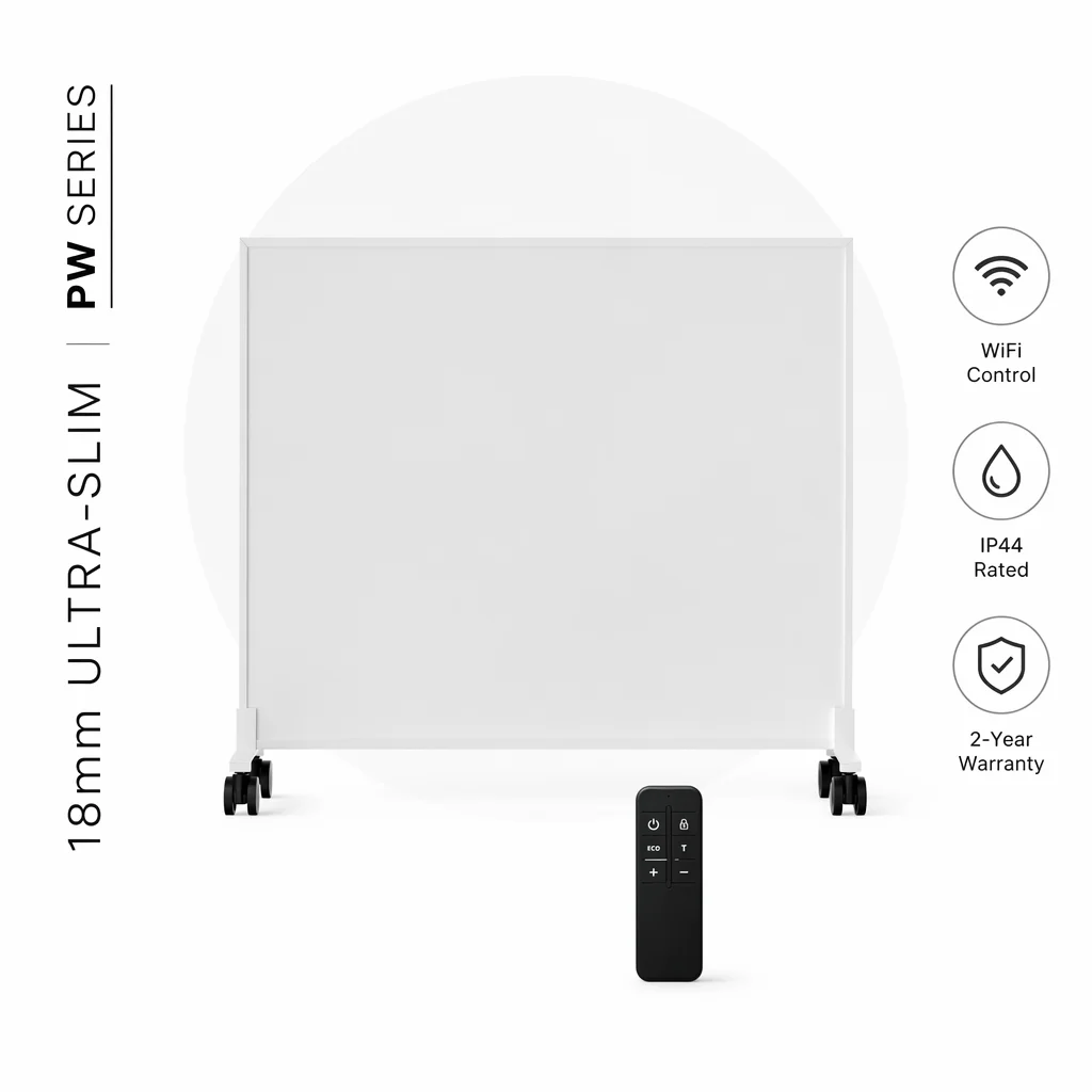 Slimline Carbon Crystal Infrared Heater App/remote/freestanding Controlled Remote Overheat Protection Thermostat Energy