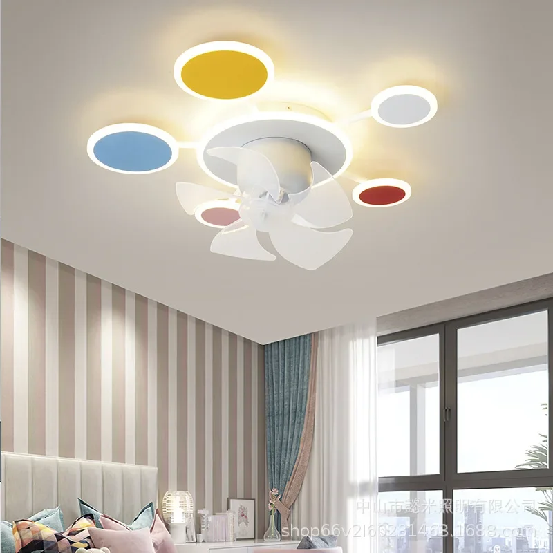 

Creative Led Ceiling Fan Lights Colorful Childlike Bedroom Living Room Clouds Lamp Home Decoration Fixture Interior Lighting