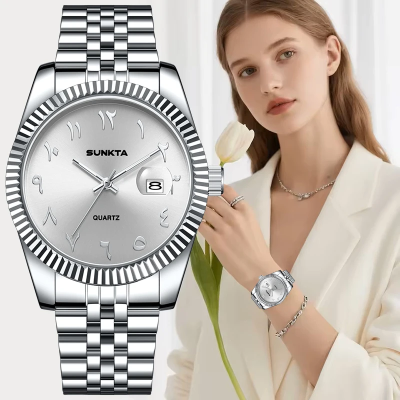 

SUNKTA Luxury Women Watch Fashion Silver Stainless Steel Waterproof Luminous Watches For Women Simple Elegant Quartz Watch Femme