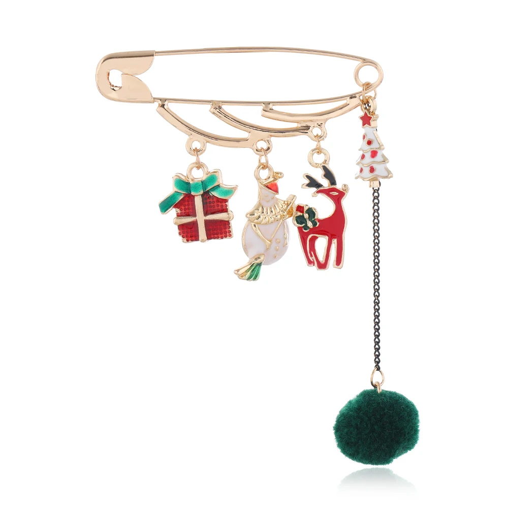 Spilla di natale spille babbo natale campana alce renna albero pupazzo di neve spilla da balia Hairball nappe spille per le donne gioielli di capodanno