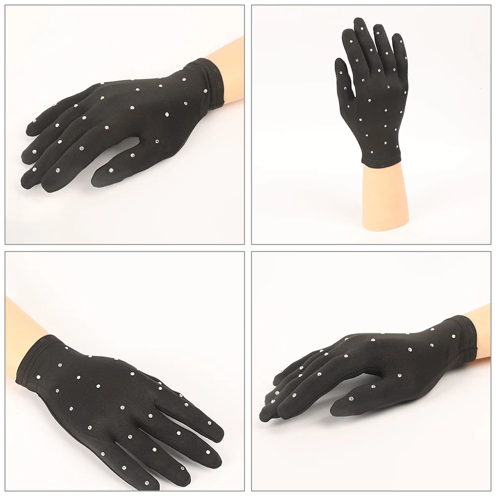 

Figure Skating Gloves Rhinestone Decorative Party Girl Stage Mittens Durable Breathable Comfort Fit Performance Ice