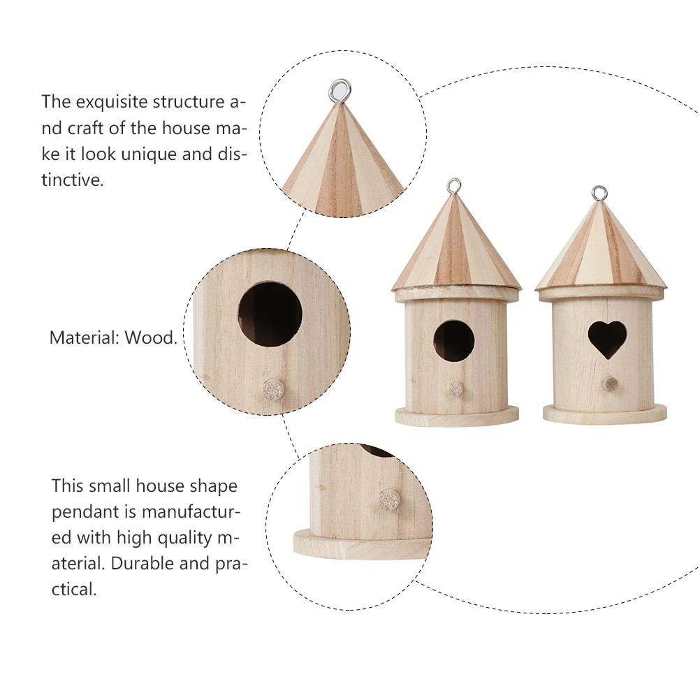 

4pcs Wooden Bird Nest DIY Children Coloring Wood House Heart Round Door Garden Decoration Parakeet Nesting Box Pet Supplies