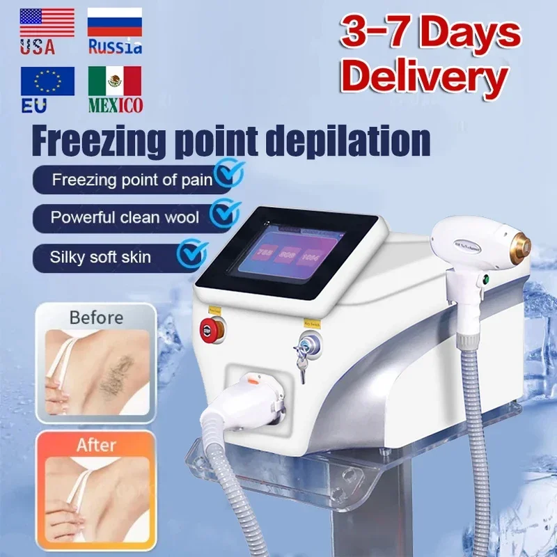 Diode Laser Hair Removal Machine Depilador Laser Permanente Profissional Titanium Permanent Ice Painless 755 808 1064nm