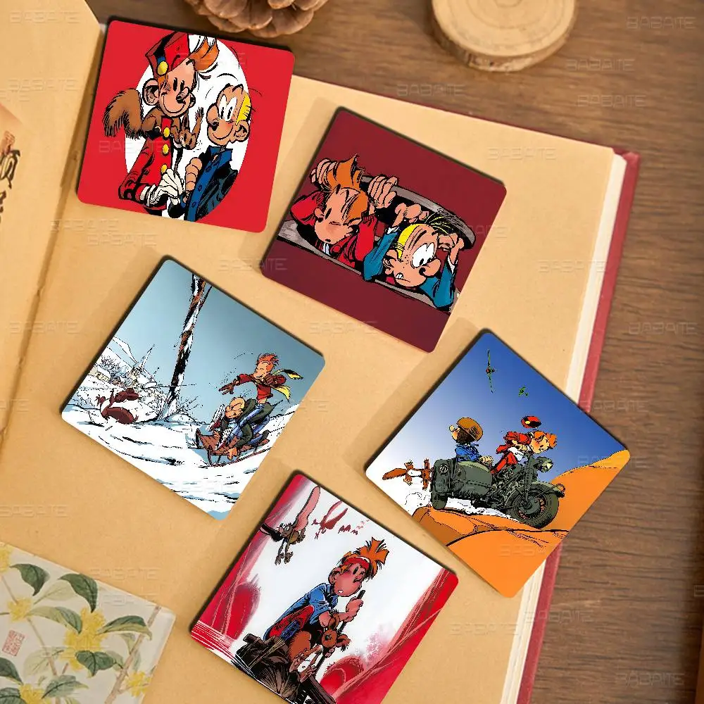 Comic S-Spirou e-et F-Fantasio 1pc Fridge Magnet Personalized Magnetic Durable Plastic Square Picture Surface Fridge Magnets