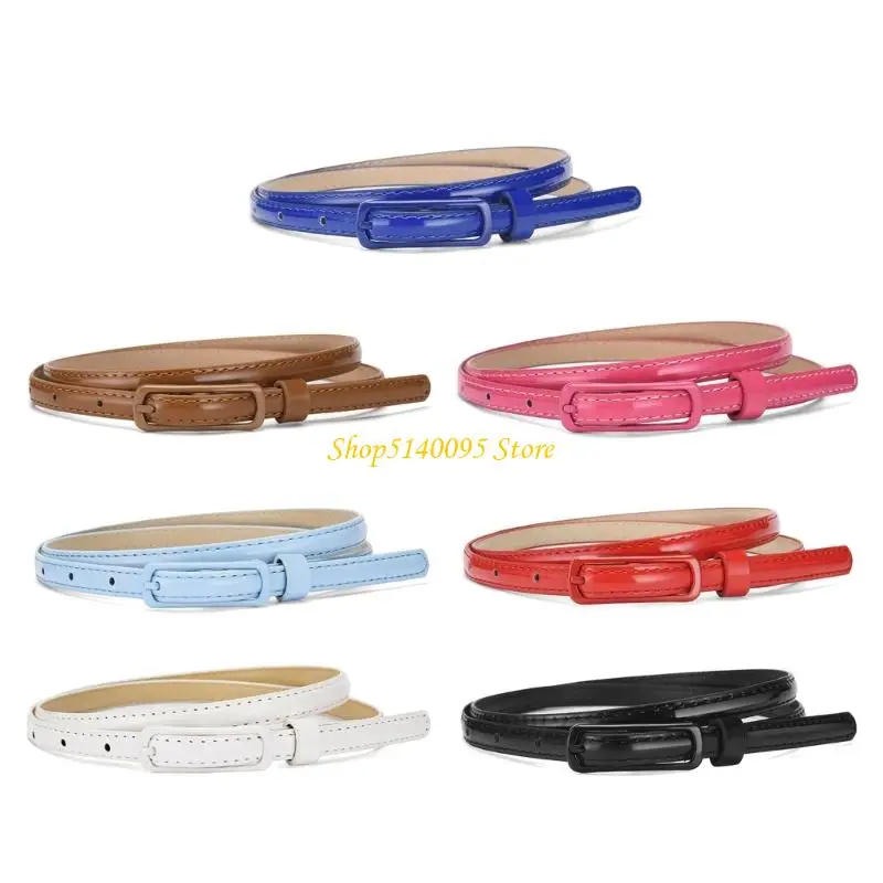 DXAE Narrow Dress Belt Enamel Shines Waistband for Commuting Outfit and Daily Styling