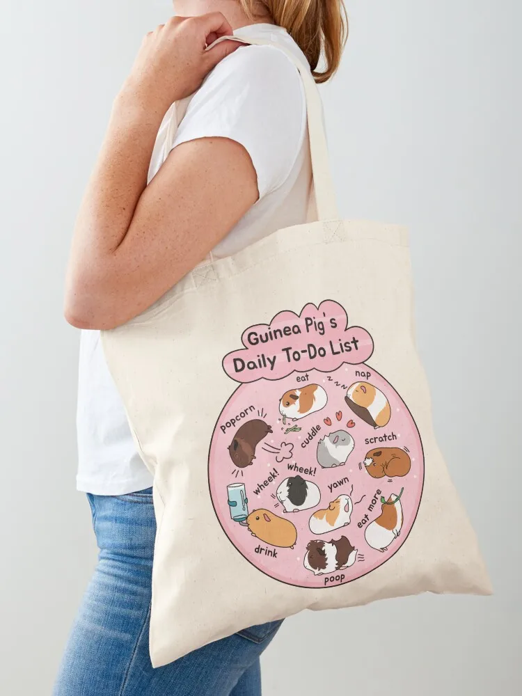 

Guinea Pig Daily To-Do List - Pink Background Tote Bag shopping bag canvas tote Shopper handbag ecological bags