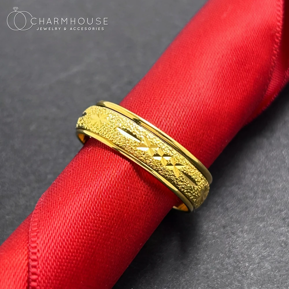 Dubai Gold Color Rotatable Finger Rings for Women Size 6/7/8/9/10# Wedding Band Engagement Jewelry Accessories Party Gifts