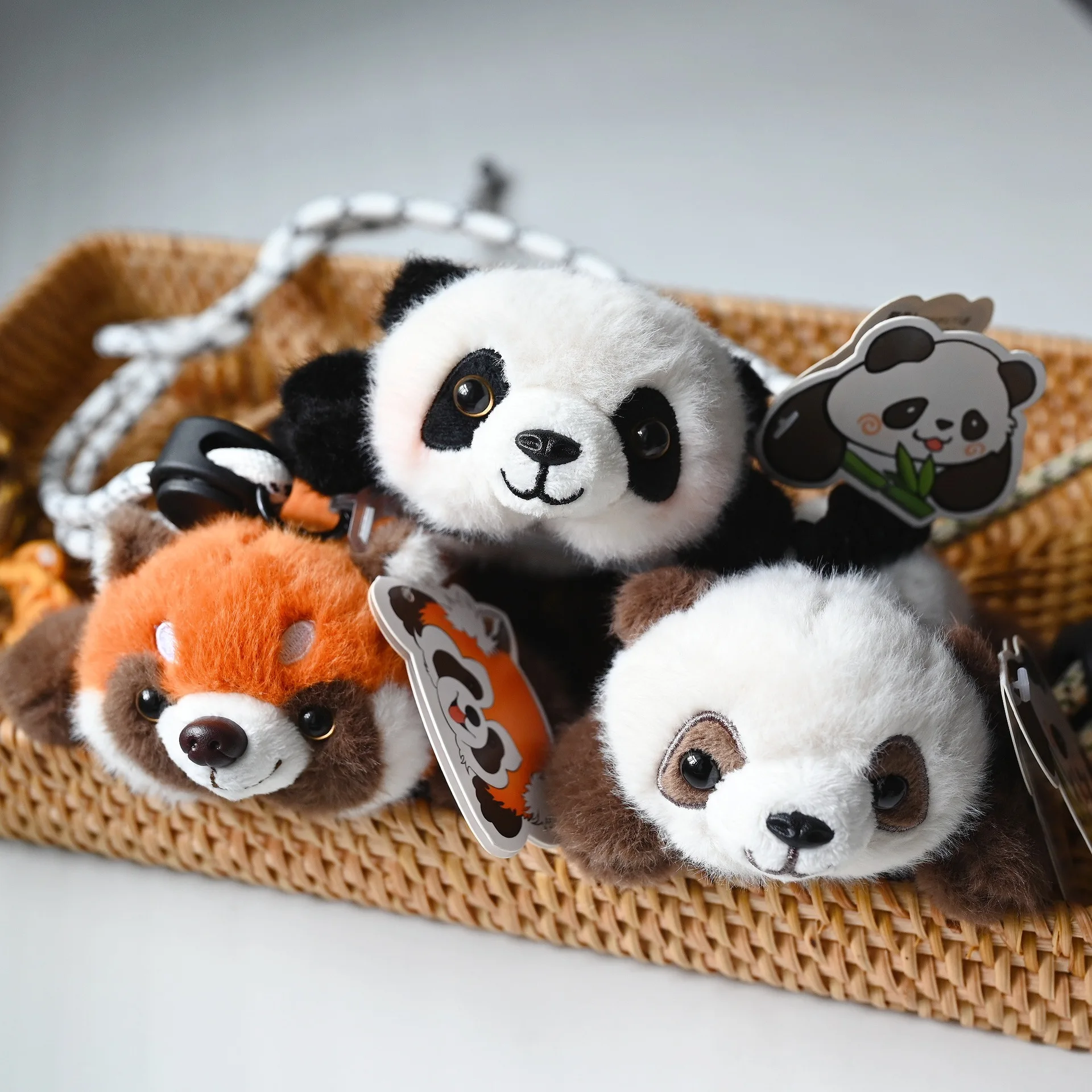 Lying posture, panda back clip, crossbody phone clip, plush seven little panda doll, portable mobile phone, cute for travel
