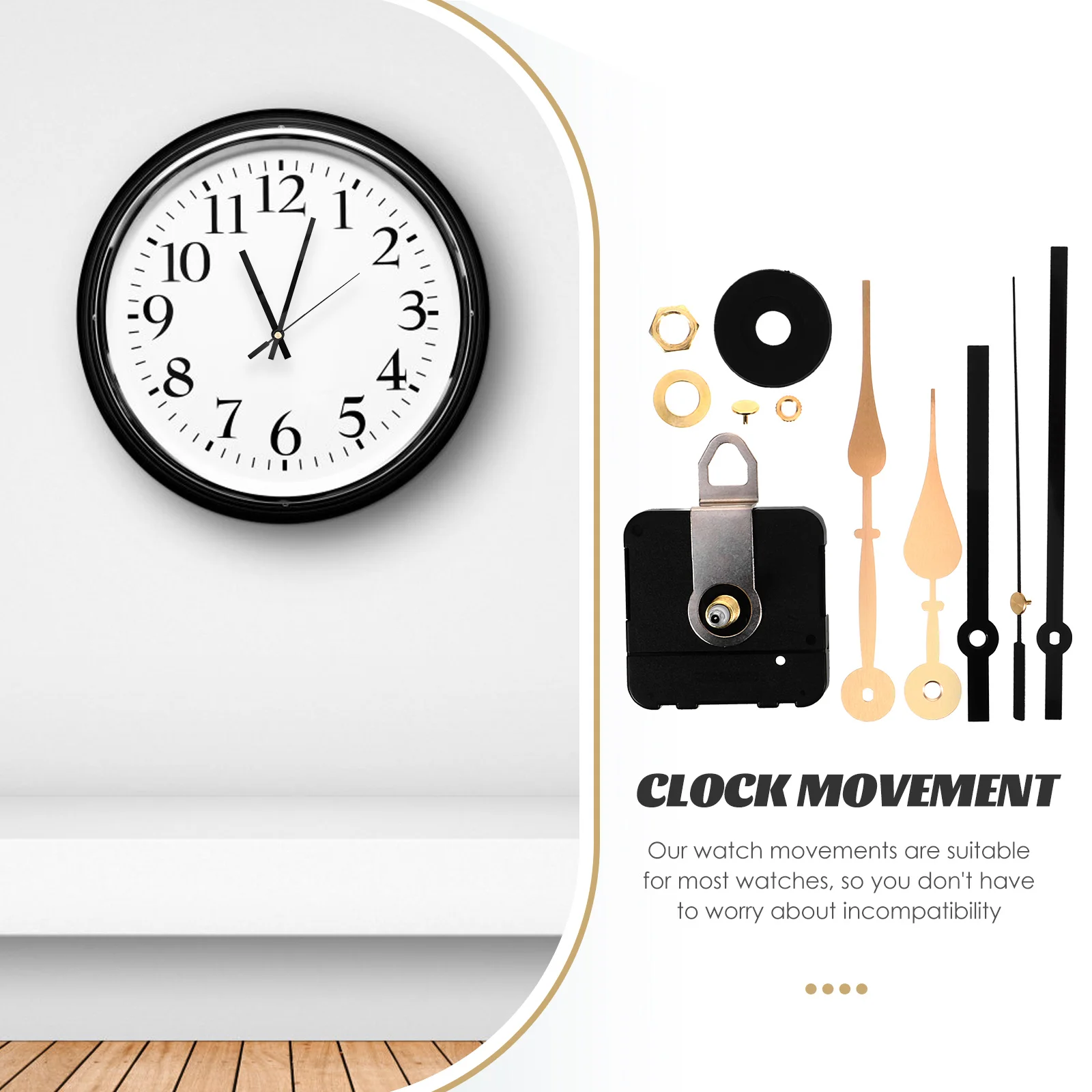 

Metal Hour Minute Kit 2057 Gold 9865 Black High Torque Quartz Mechanism DIY Repair Wall Clock Parts Accessories