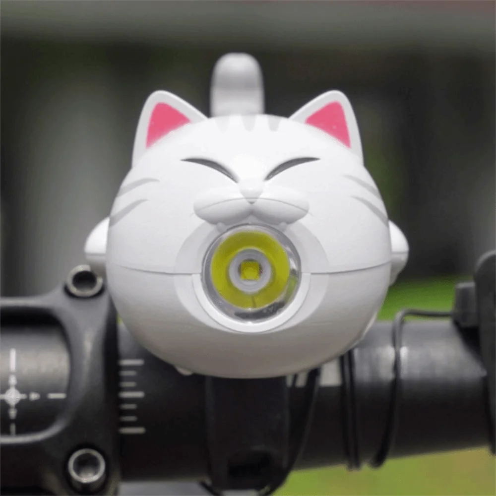 USB Rechargeable Bicycle Headlight Bright LED Super Bright Bike Front Light Waterproof Cartoon Cat Shape Cycling Light Safety