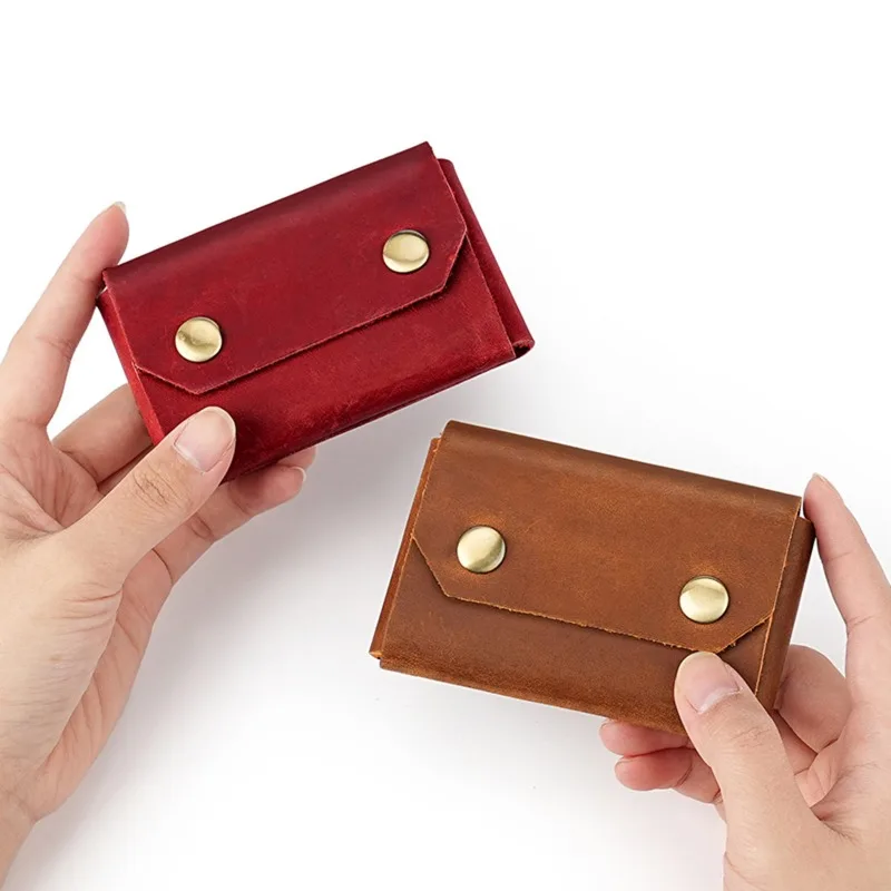 

Men Genuine Leather Credit Card Holder Visiting Business Card Case Wallet with Hasp Shut for Men & Women Small Coin Purses
