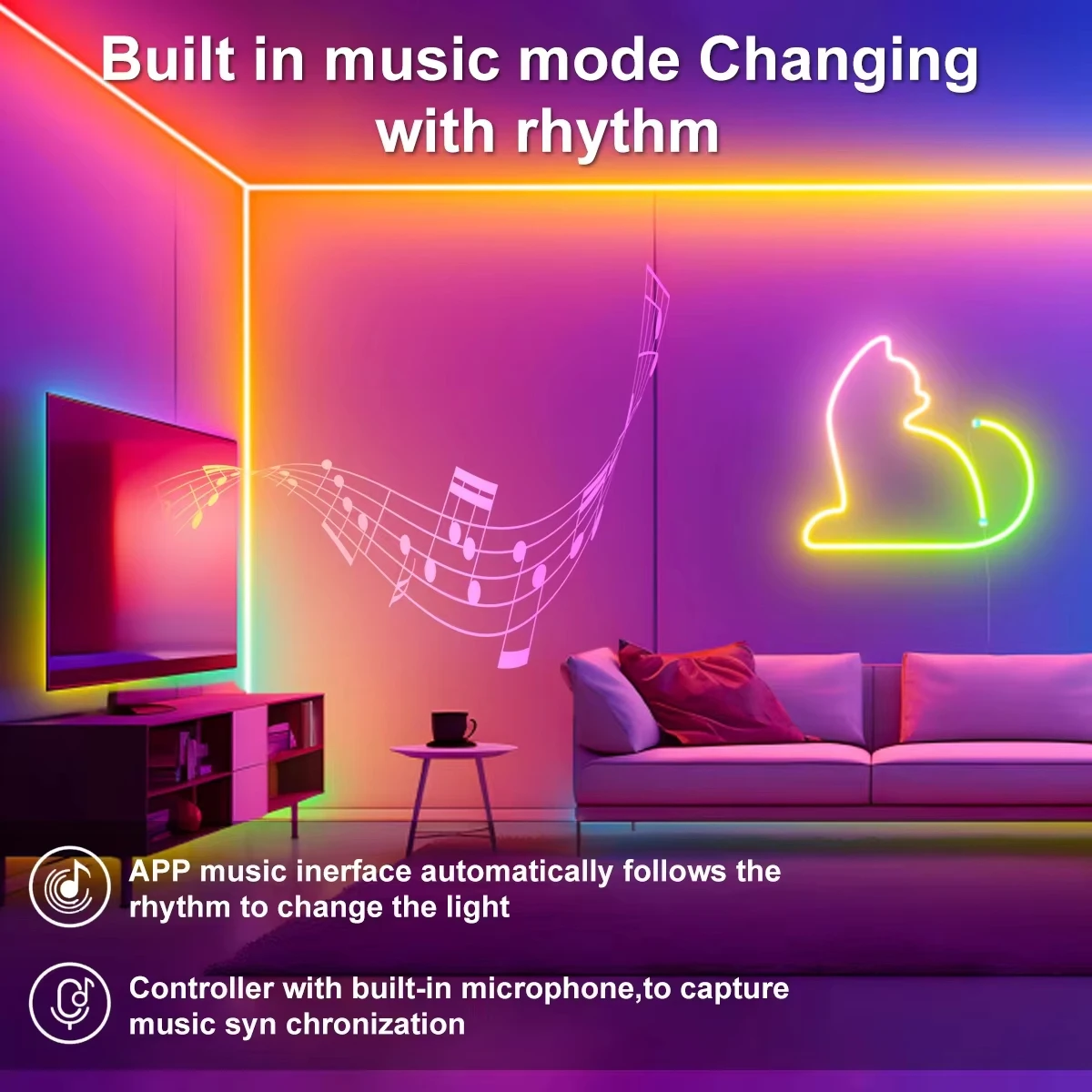 RGBIC النيون LED قطاع أضواء النيون حبل ضوء مع مزامنة الموسيقى DIY RGBIC Dreamcolor مطاردة شريط إضاءة ديكوريّة المنزل
