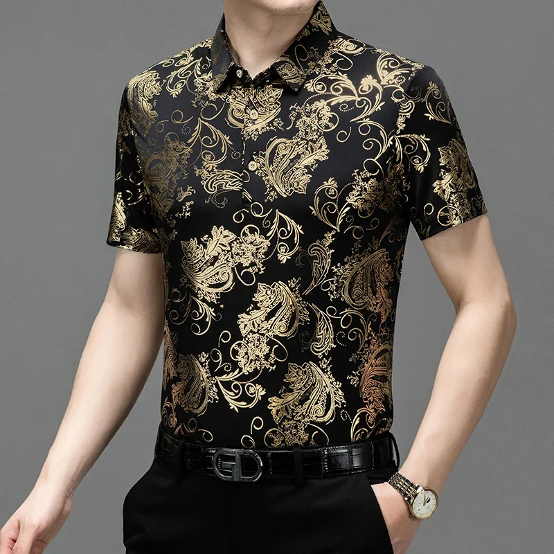 Shirt Short Sleeved Summer Men\'s Thin and Stylish Short Sleeved Shirt Top