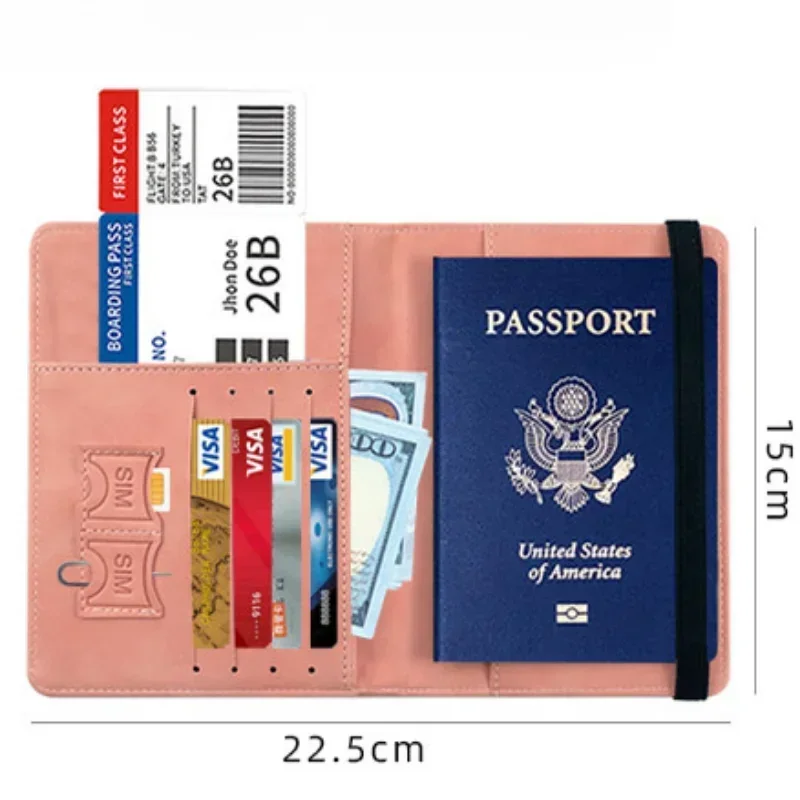 RFID Passport Cover Case PU Leather Multifunctional Passport Holder Protector Bag Sleeve with Credit ID Business Card Slot