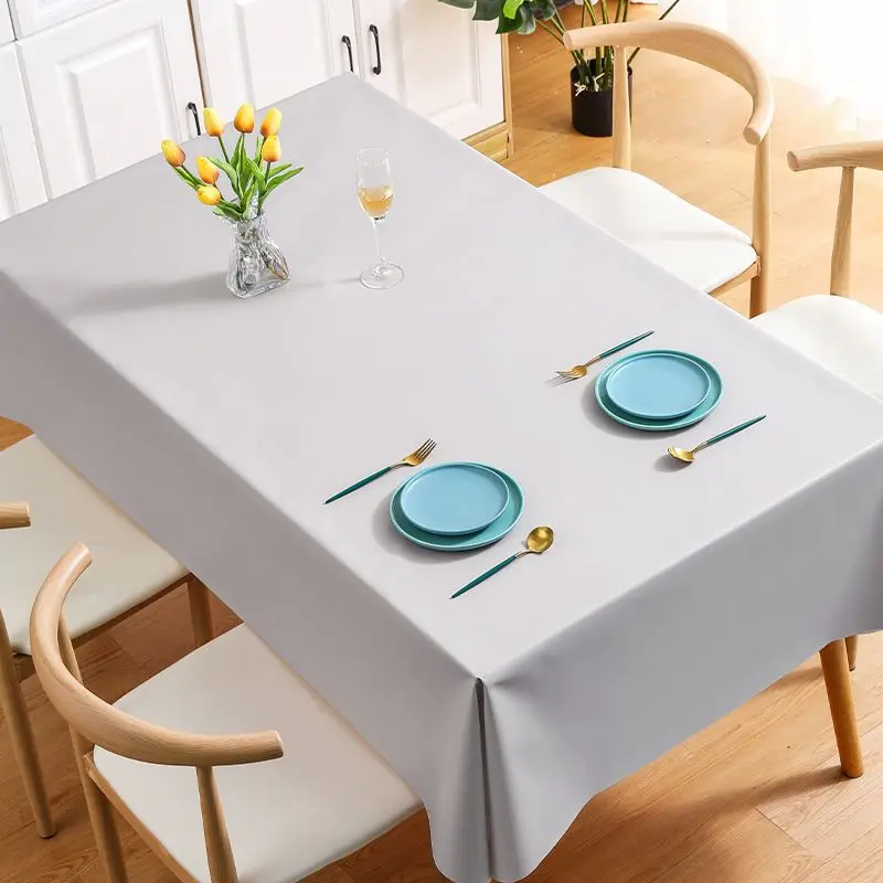Rectangular PVC Tablecloth Hotel Table, Oil-Proof, Waterproof, Antifouling Cover, Outdoor Dining Table Cloth, Solid Color, Ins S